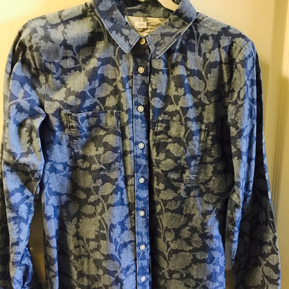 LOFT denim shirt  with floral pattern